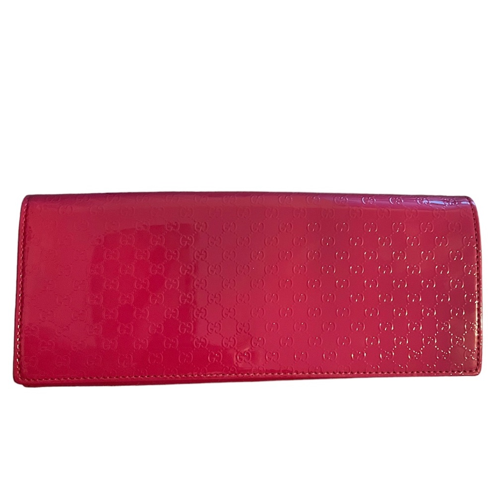 GUCCI: Pink, Patent "GG" Logo "Broadway" Clutch Bag/Purse (wn)